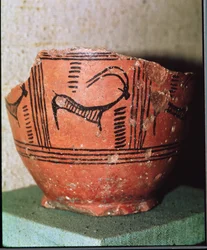 Frammento di vaso raffigurante uno stambecco, da Mohenjo-Daro, valle dell